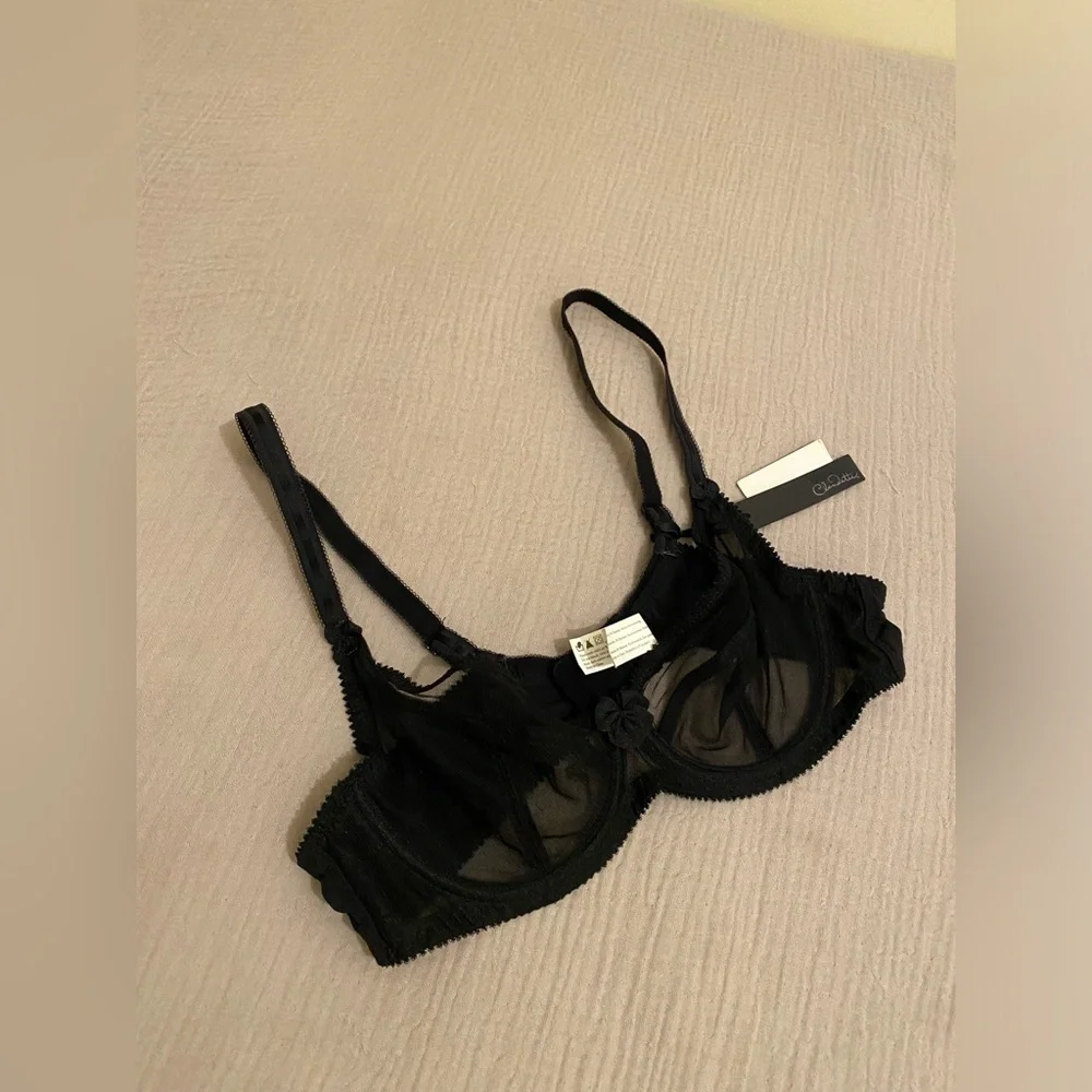 CLAUDETTE Dessie’s Full Coverage Elegant Black Sheer Bra. Size 36B . New